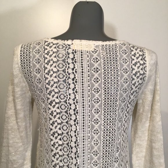 Hollister Scoop Neck Shimmery Sweater with Lace Back Size S - Picture 7 of 12
